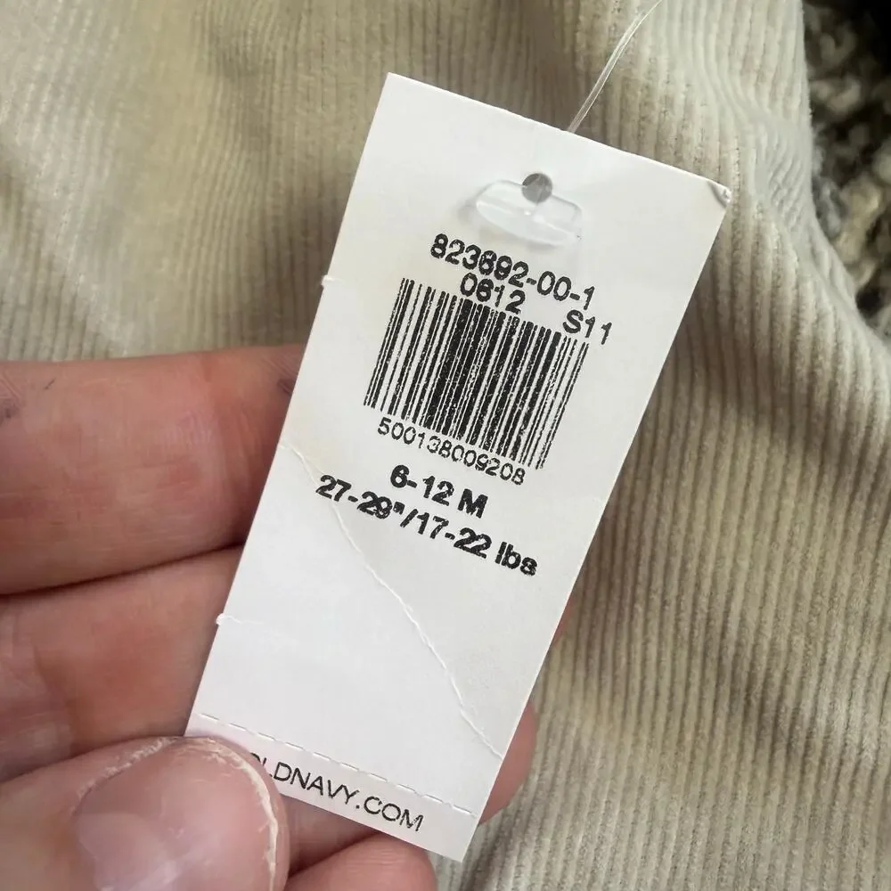 NWT Old Navy Colorblock Corduroy Shirt Baby Boy 6-12 Months Button Down